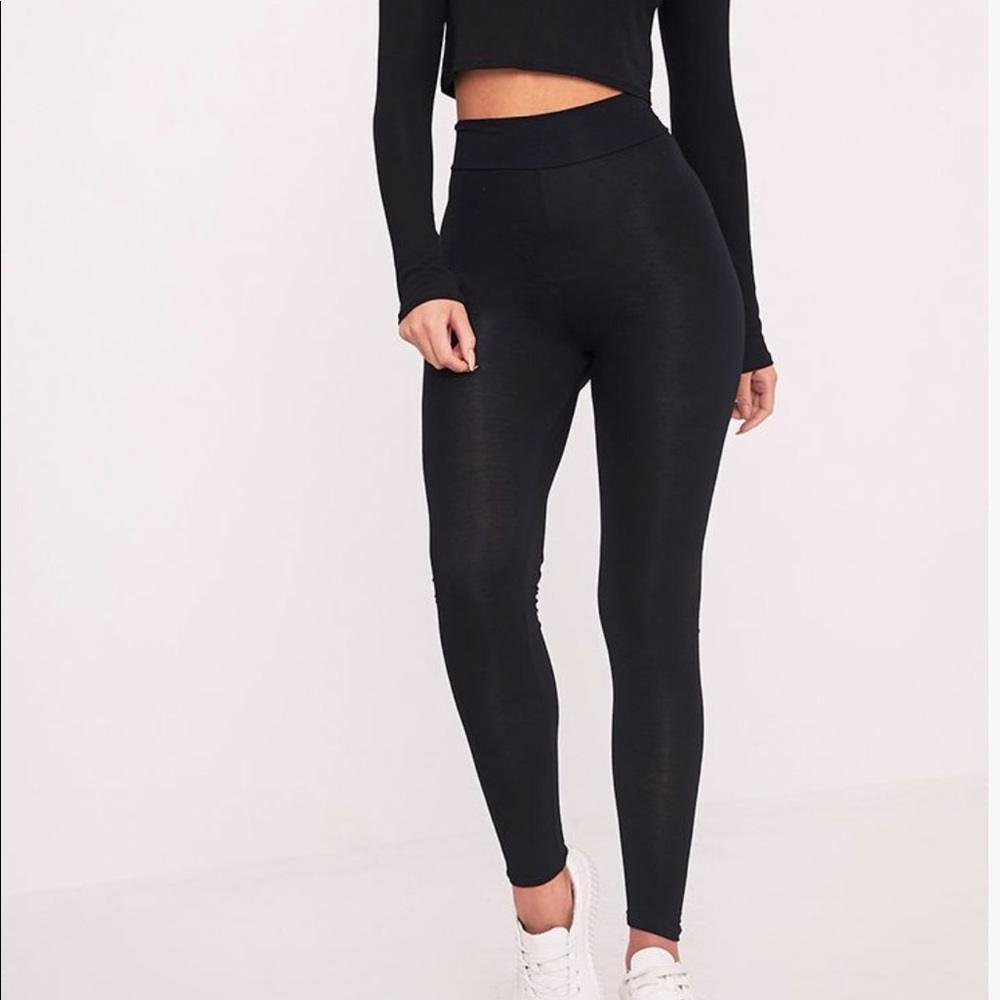 Basic Black High Waisted Jersey Leggings